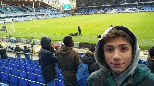Max Llahuet at Goodison Park, Everton, in 2014