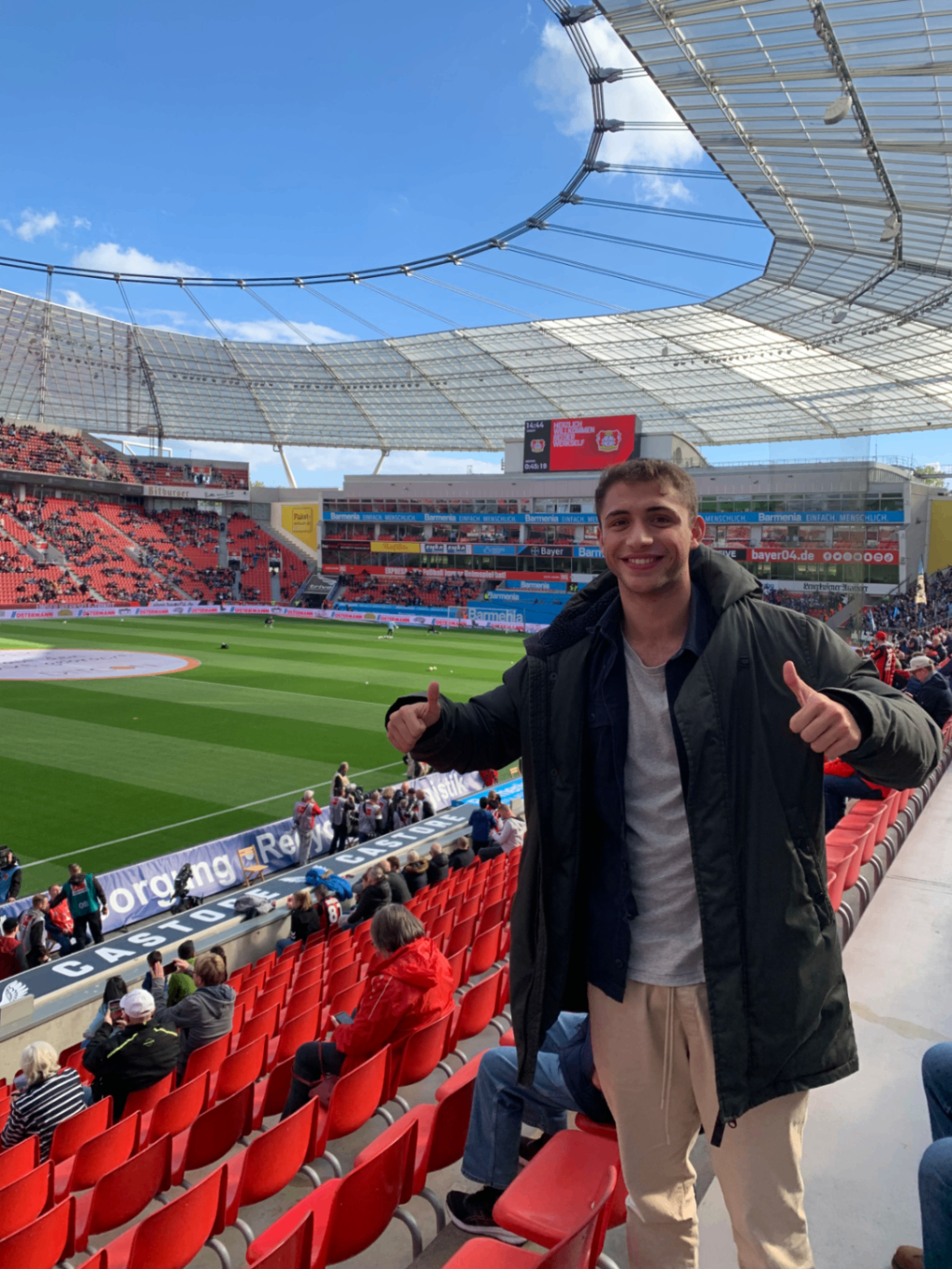 Max Llahuet inside the BayArena in Leverkusen