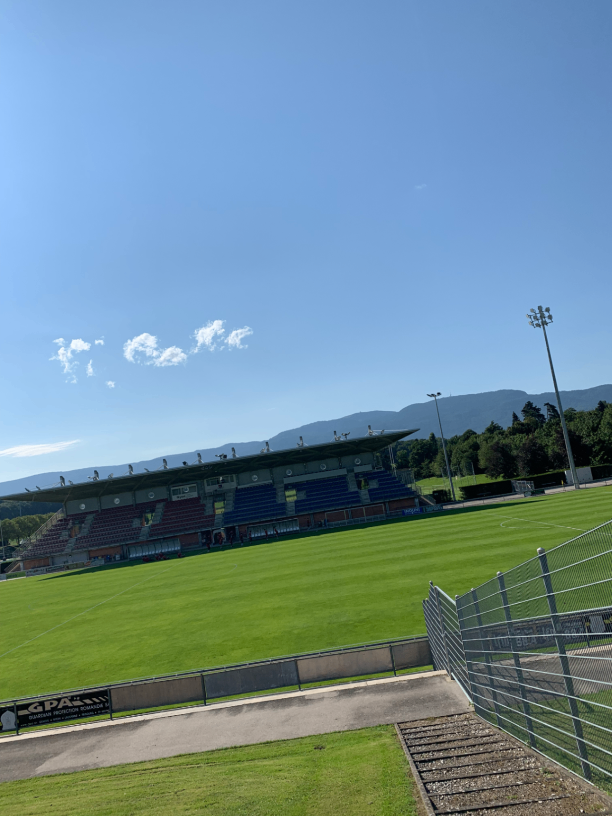 Football pitch and grandstand in Nyon, Switzerland